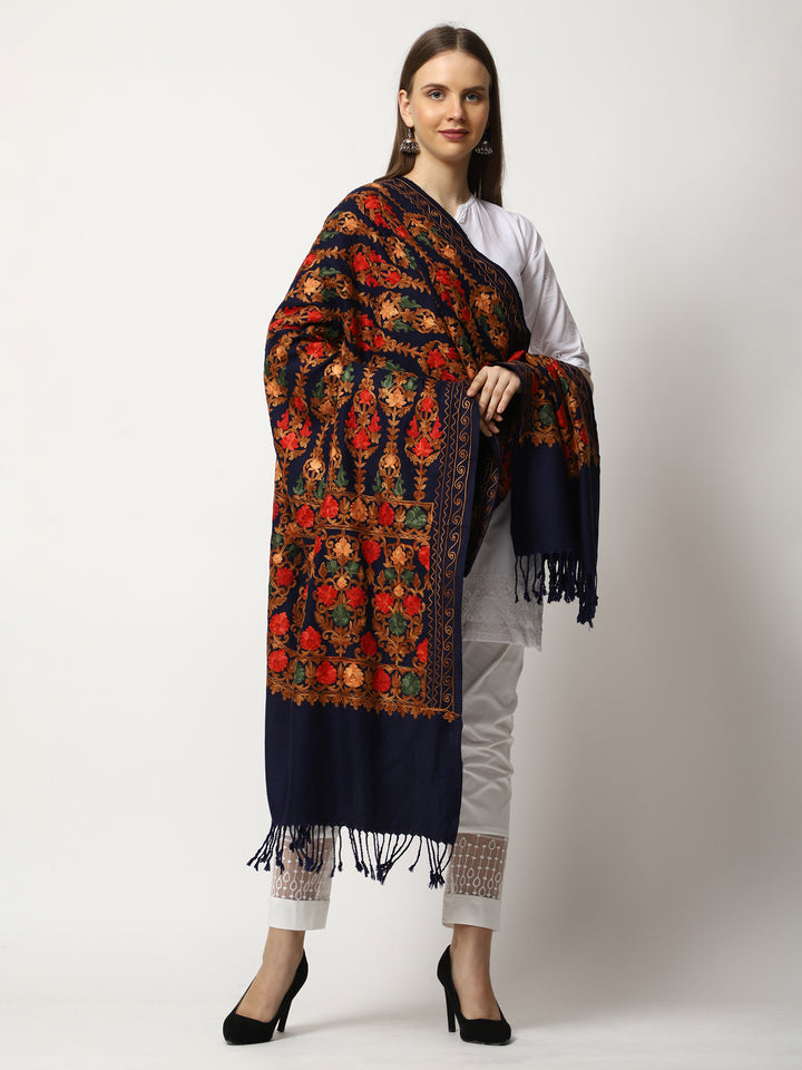 Women's Aari Embroidered Wool Shawl