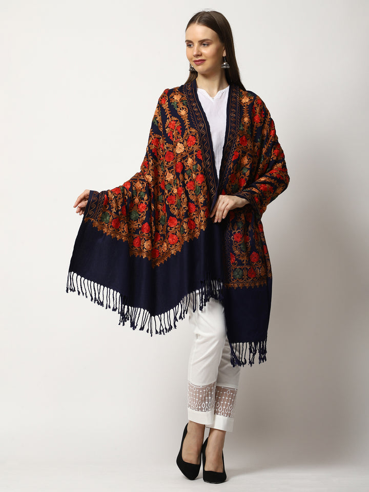 Women's Aari Embroidered Wool Shawl