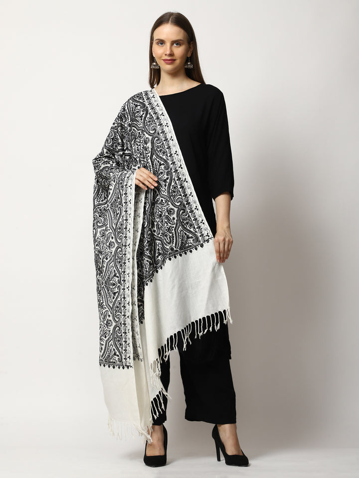 Women's Aari Embroidered Wool Shawl
