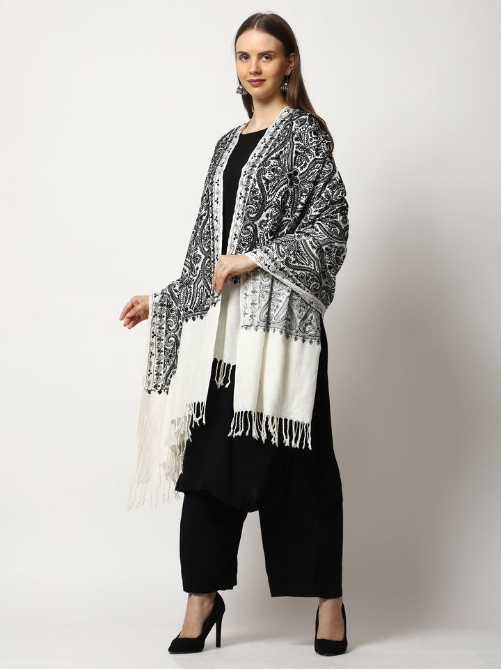 Women's Aari Embroidered Wool Shawl