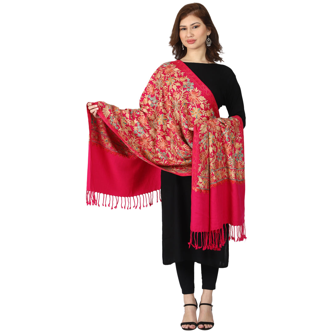 Women's Aari Embroidered Wool Stole