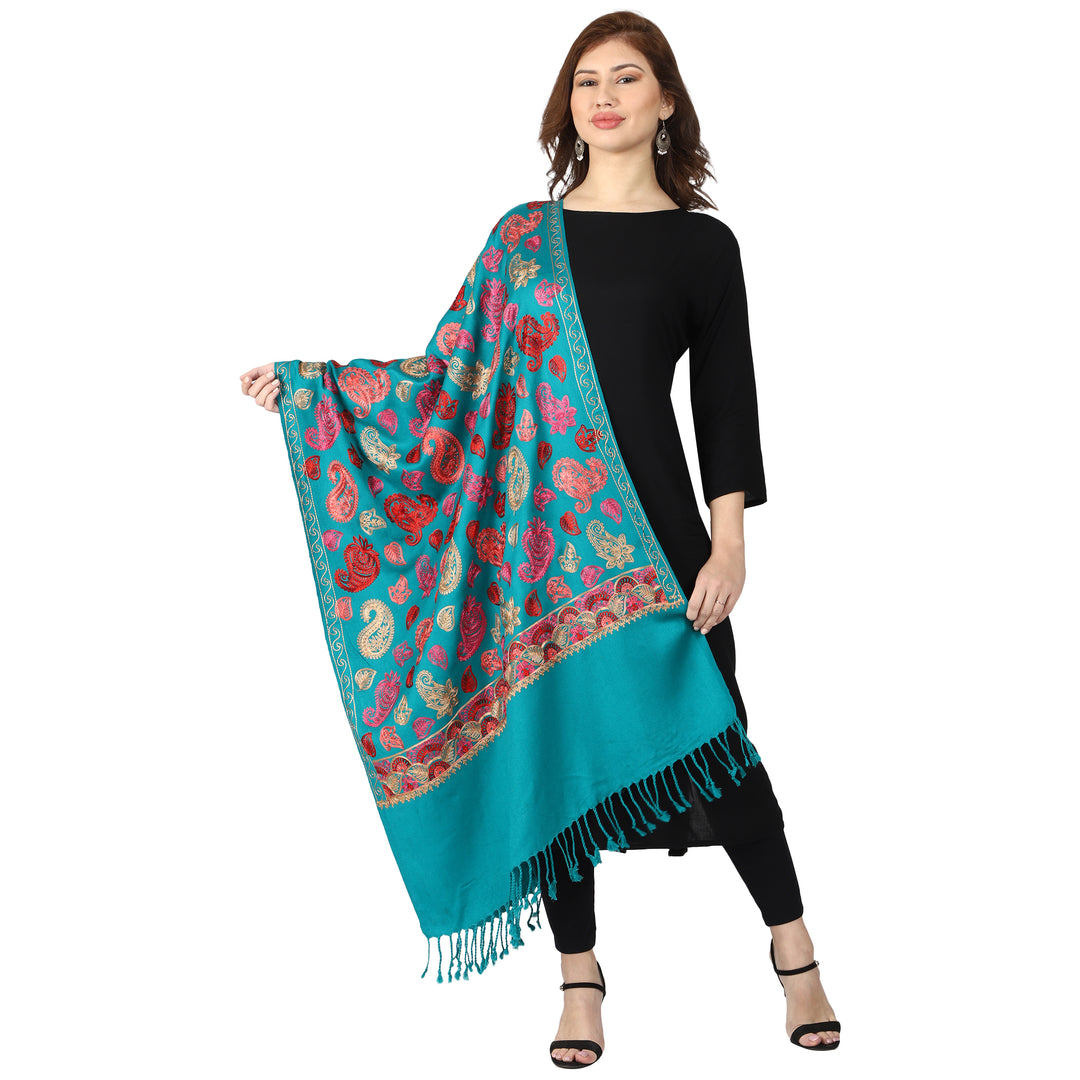 Women's Aari Embroidered Wool Stole