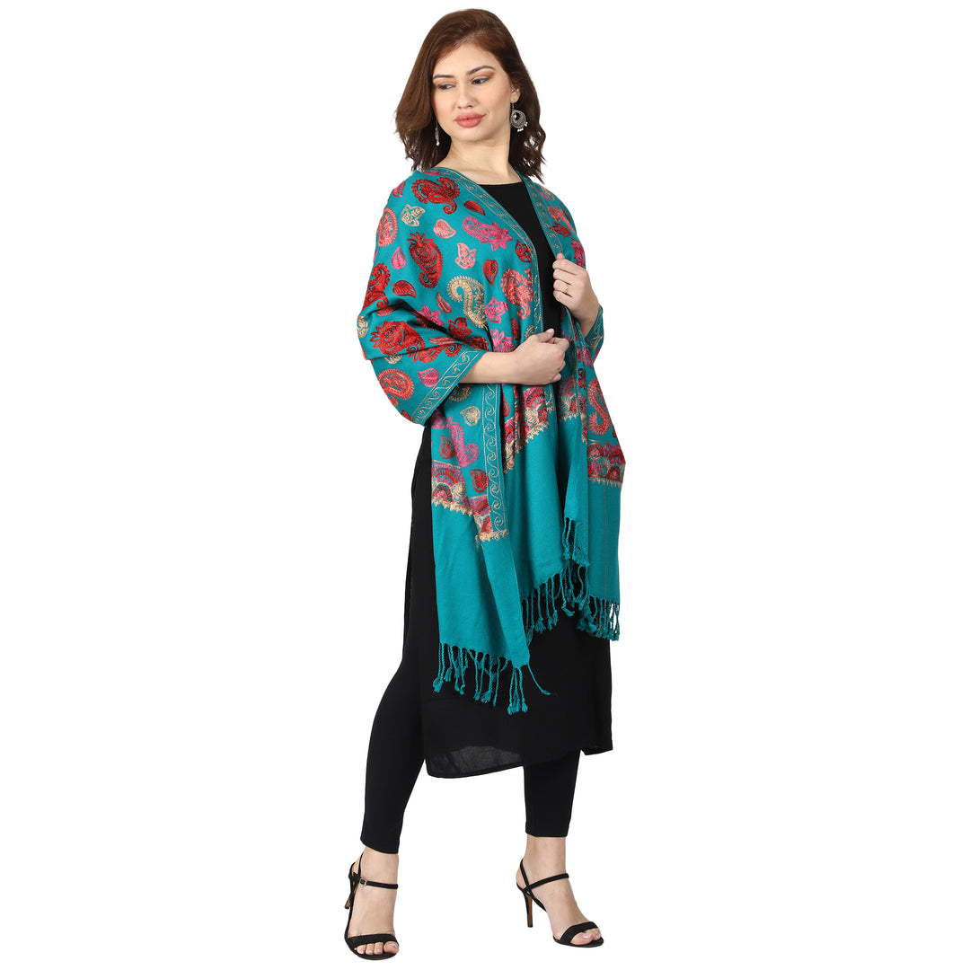 Women's Aari Embroidered Wool Stole