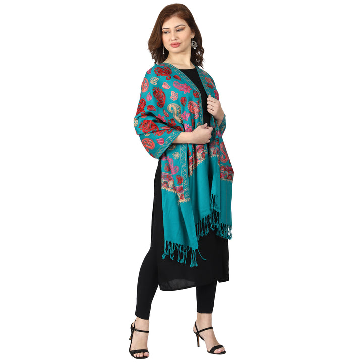 Women's Aari Embroidered Wool Stole