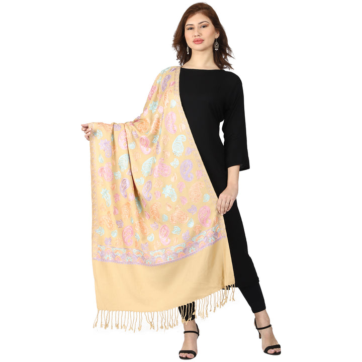 Women's Aari Embroidered Wool Stole