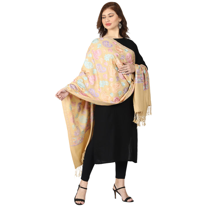 Women's Aari Embroidered Wool Stole