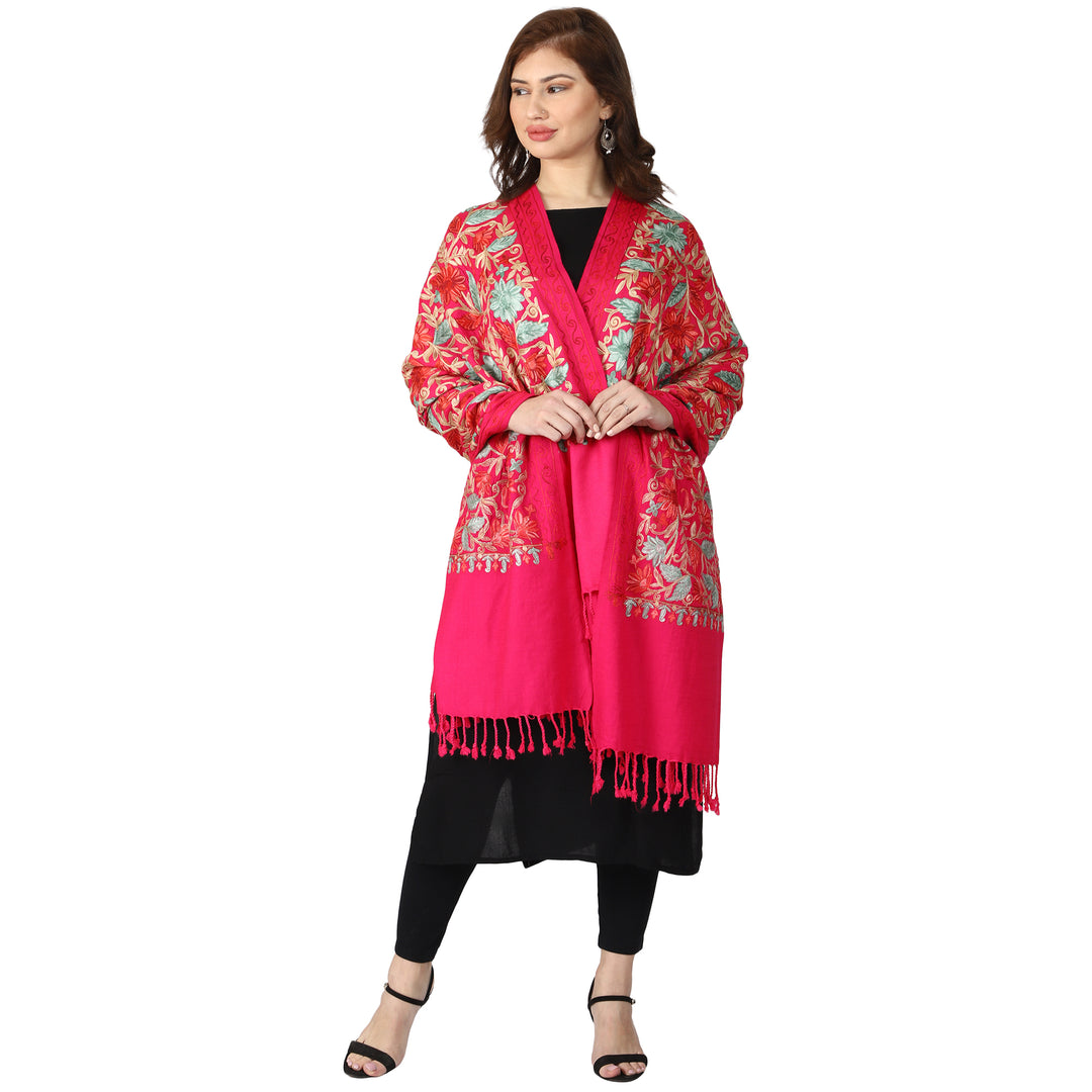 Women's Aari Embroidered Wool Shawl