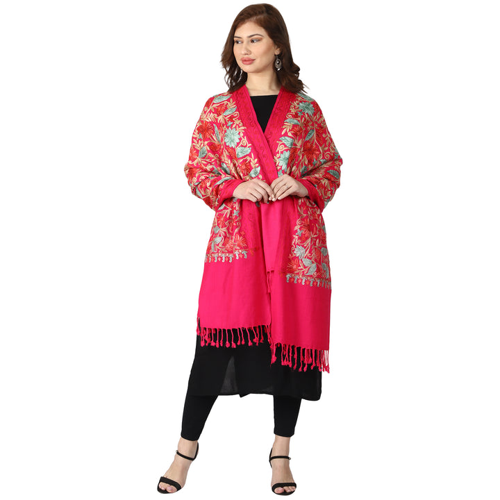 Women's Aari Embroidered Wool Shawl
