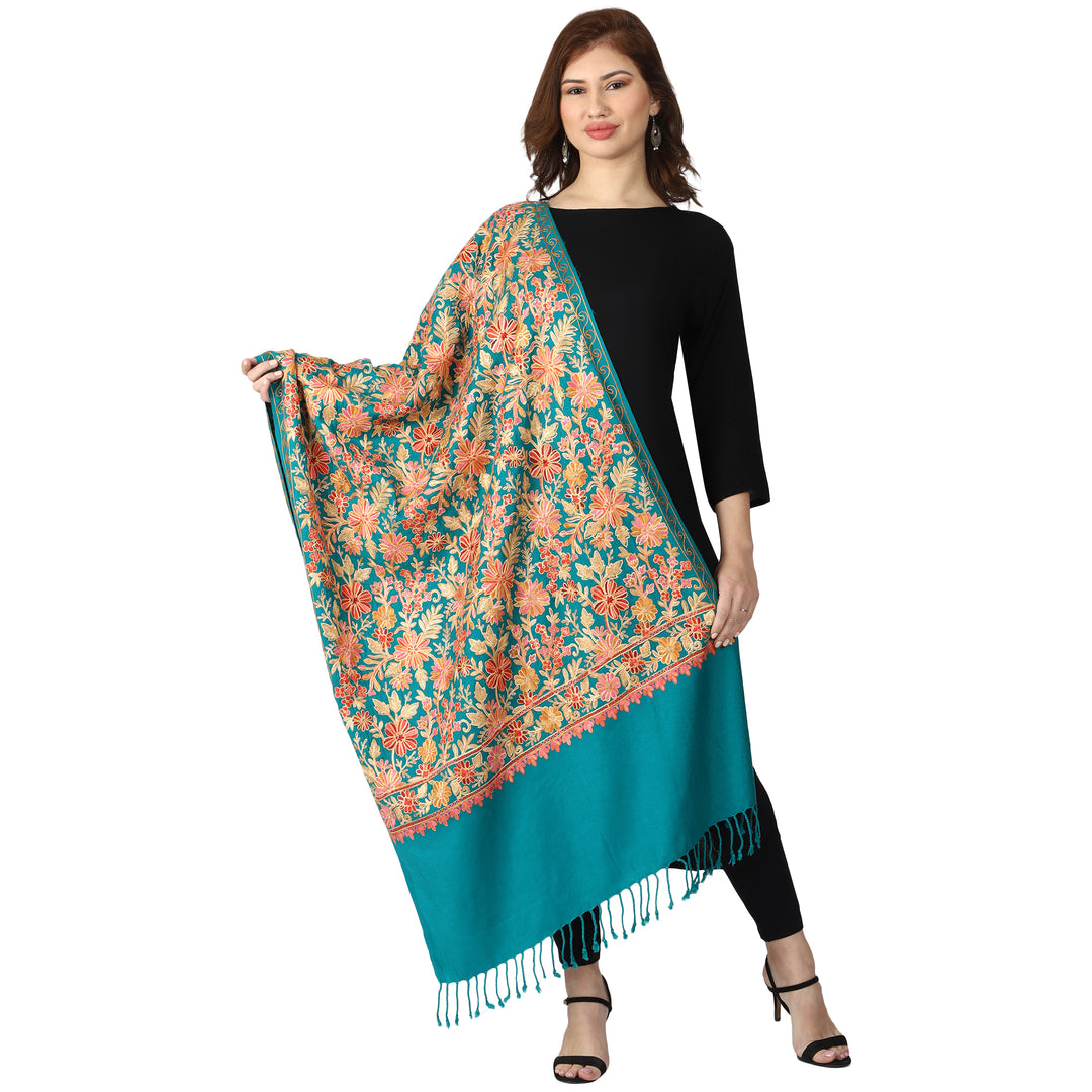 Women's Aari Embroidered Wool Stole