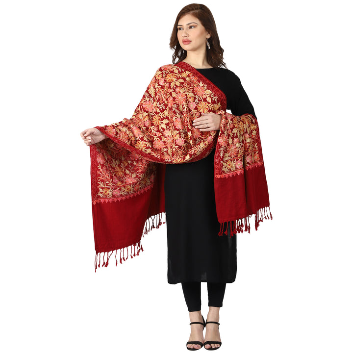 Women's Aari Embroidered Wool Stole