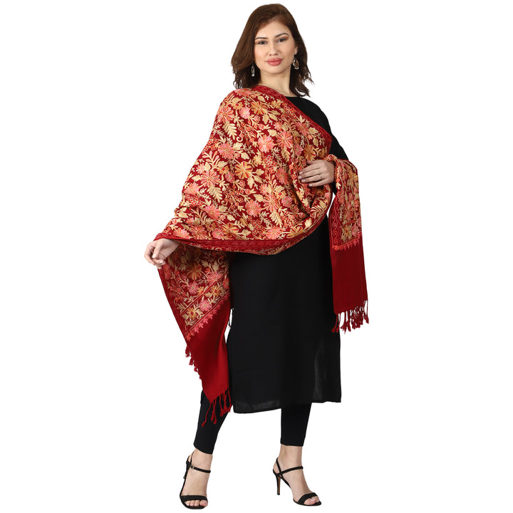 Women's Aari Embroidered Wool Stole