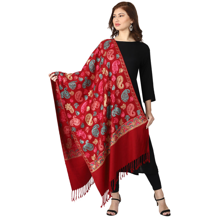 Women's Aari Embroidered Wool Stole