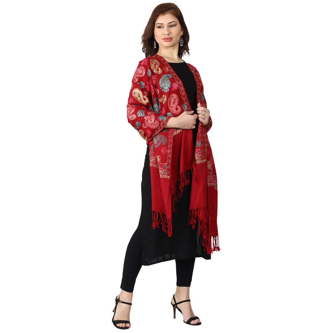 Women's Aari Embroidered Wool Stole