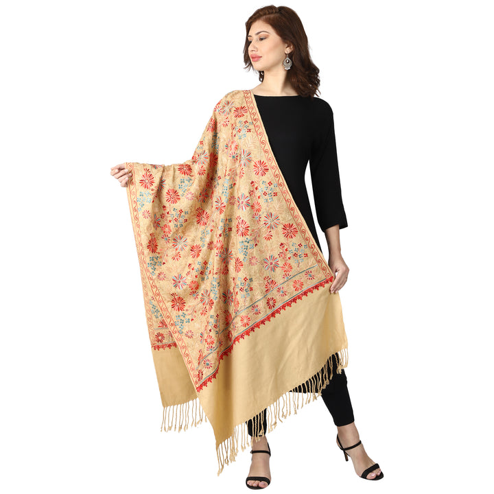 Women's Aari Embroidered Wool Stole