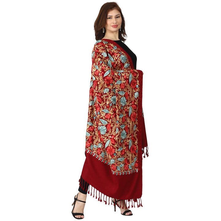 Women's Aari Embroidered Wool Shawl