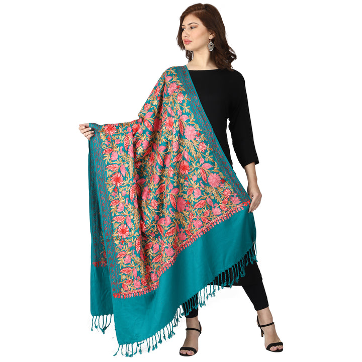 Women's Aari Embroidered Wool Shawl