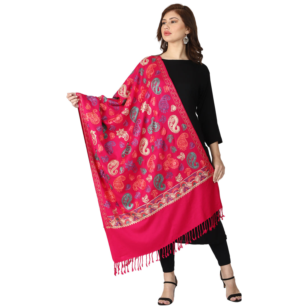 Women's Aari Embroidered Wool Stole
