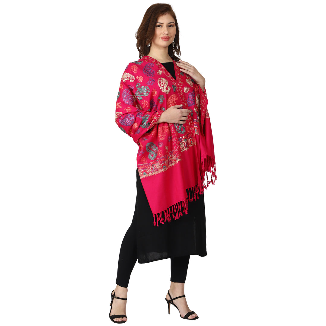 Women's Aari Embroidered Wool Stole