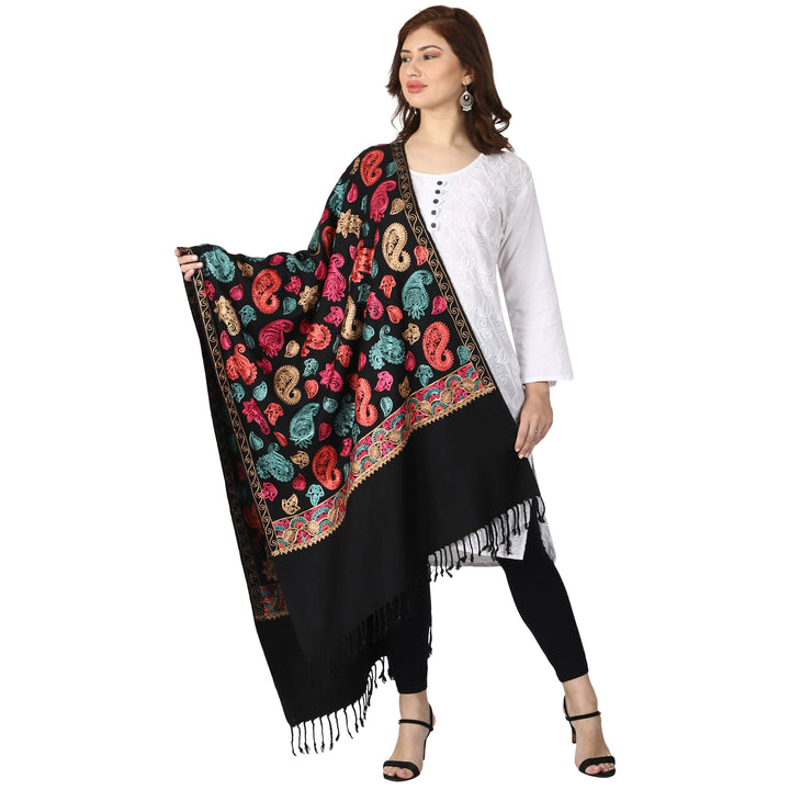 Women's Aari Embroidered Wool Stole