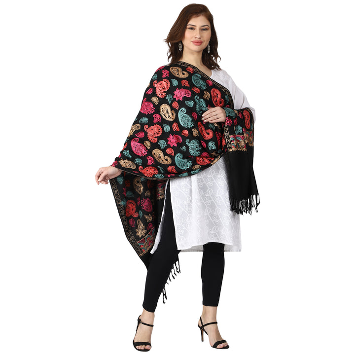 Women's Aari Embroidered Wool Stole