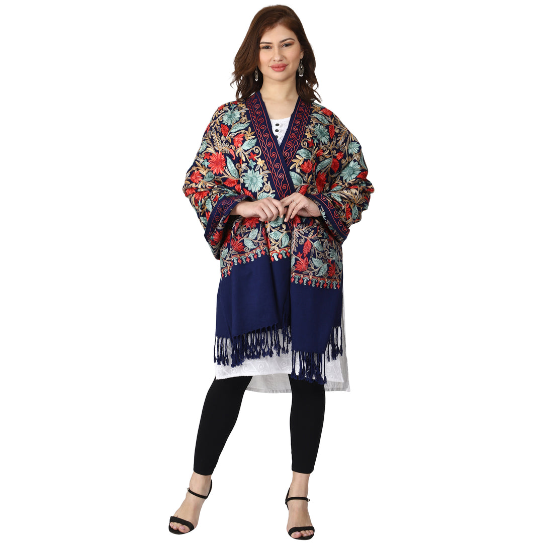 Women's Aari Embroidered Wool Shawl