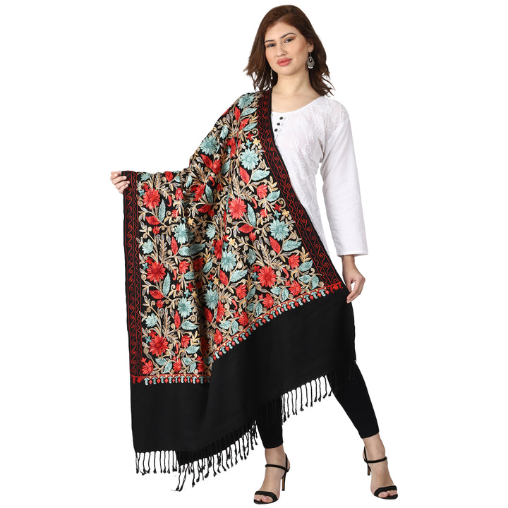 Women's Aari Embroidered Wool Shawl