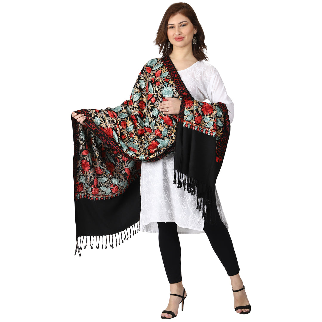 Women's Aari Embroidered Wool Shawl
