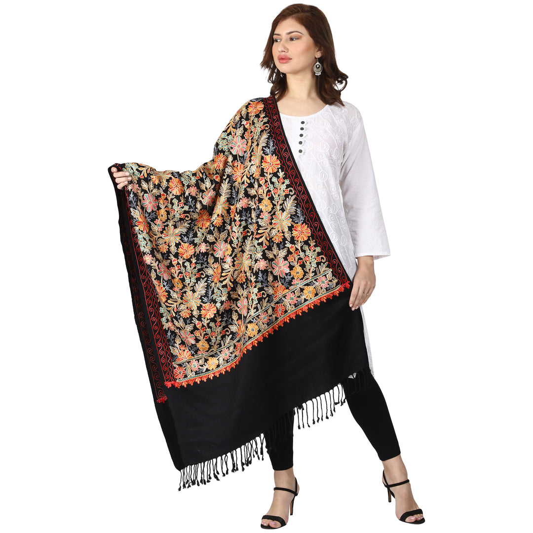 Women's Aari Embroidered Wool Stole