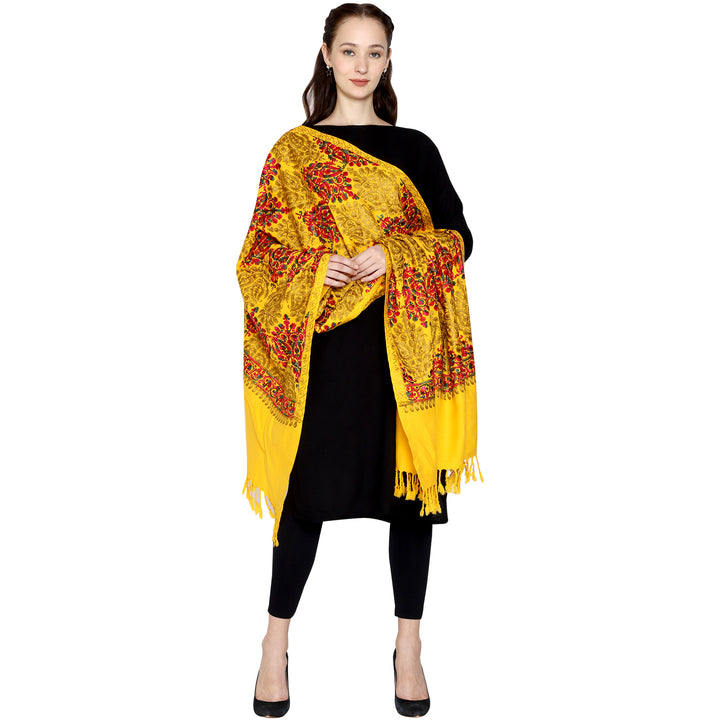 Women's Aari Embroidered Wool Stole