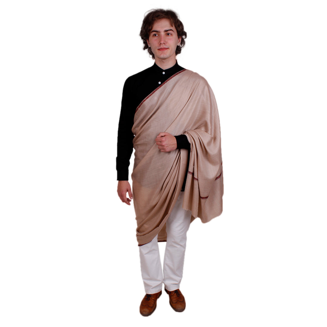 Men's Hand Embroidered Pure Wool Shawl