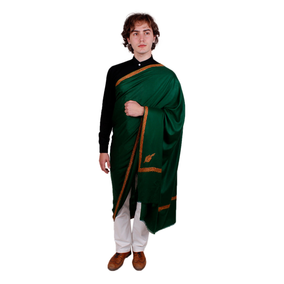 Men's Hand Embroidered Pure Wool Shawl