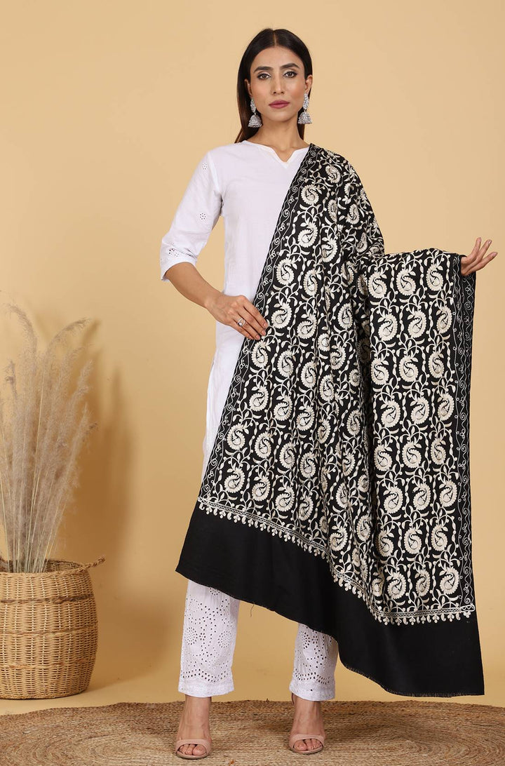 Women's Aari Embroidered Wool Shawl