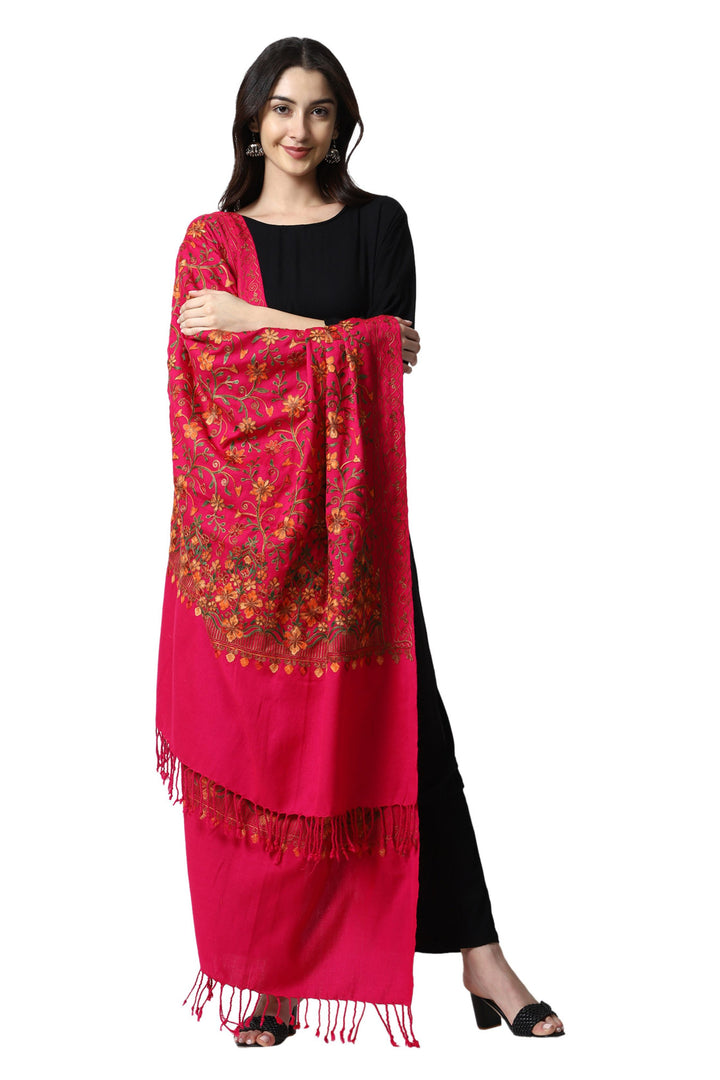 Women's Aari Embroidered Wool Shawl