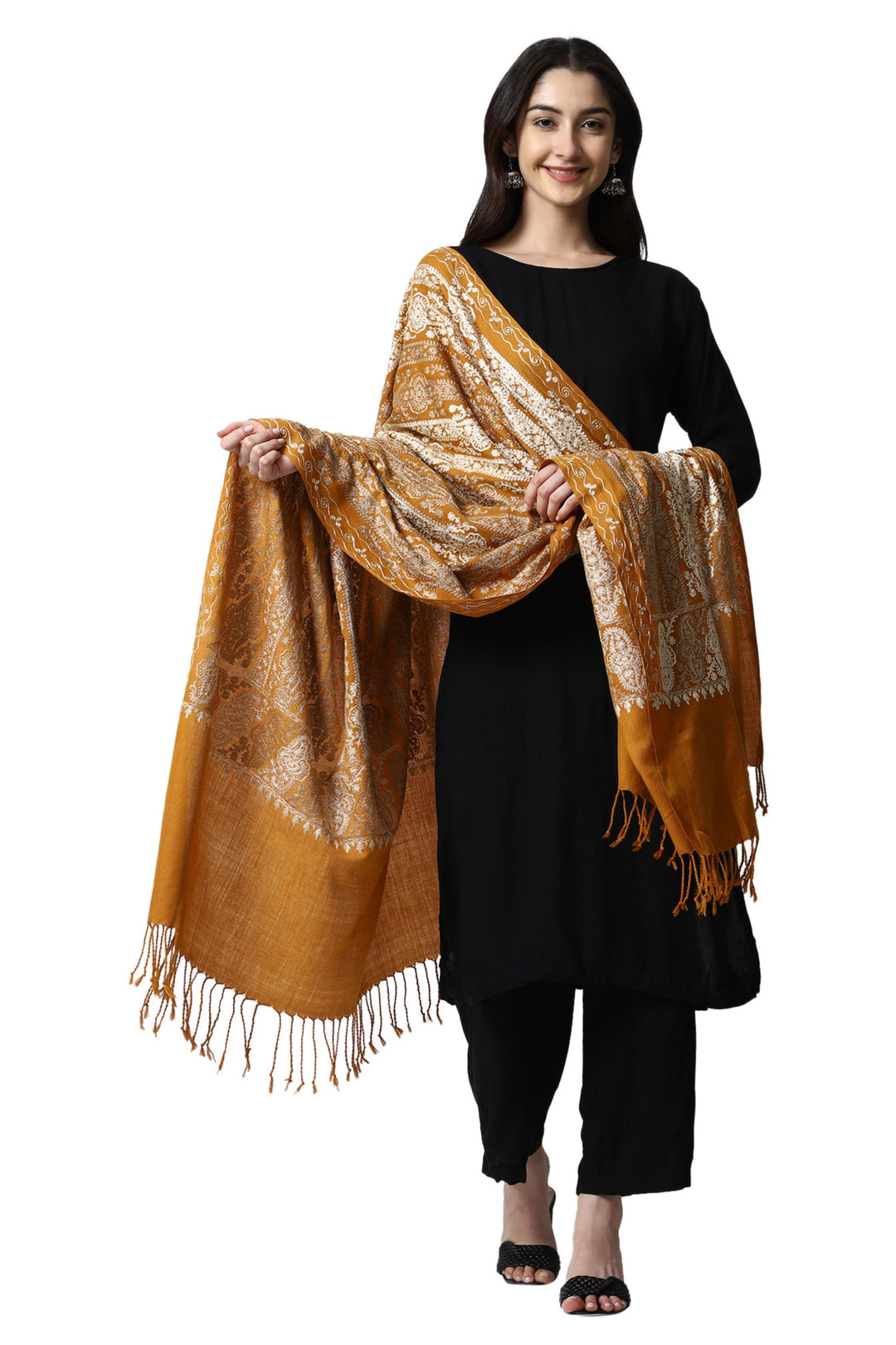 Women's Aari Embroidery Wool Shawl