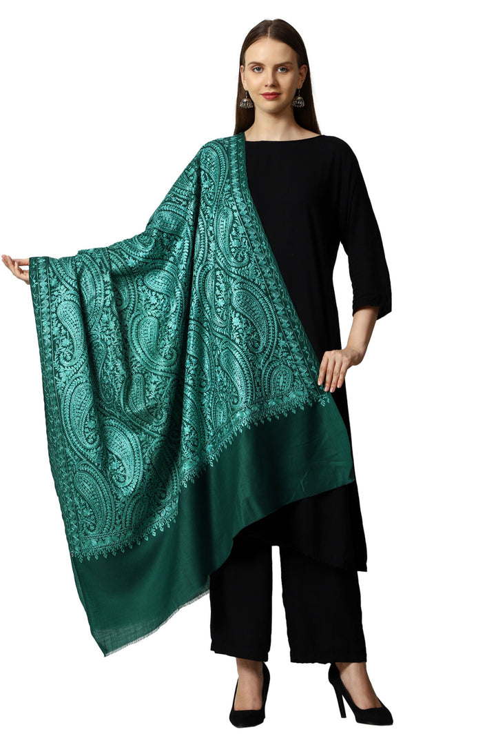 Women's Aari Embroidered Wool Shawl