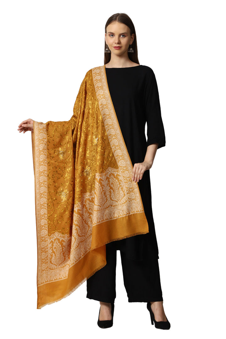 Women's Jamawar Aari Embroidered Wool Shawl