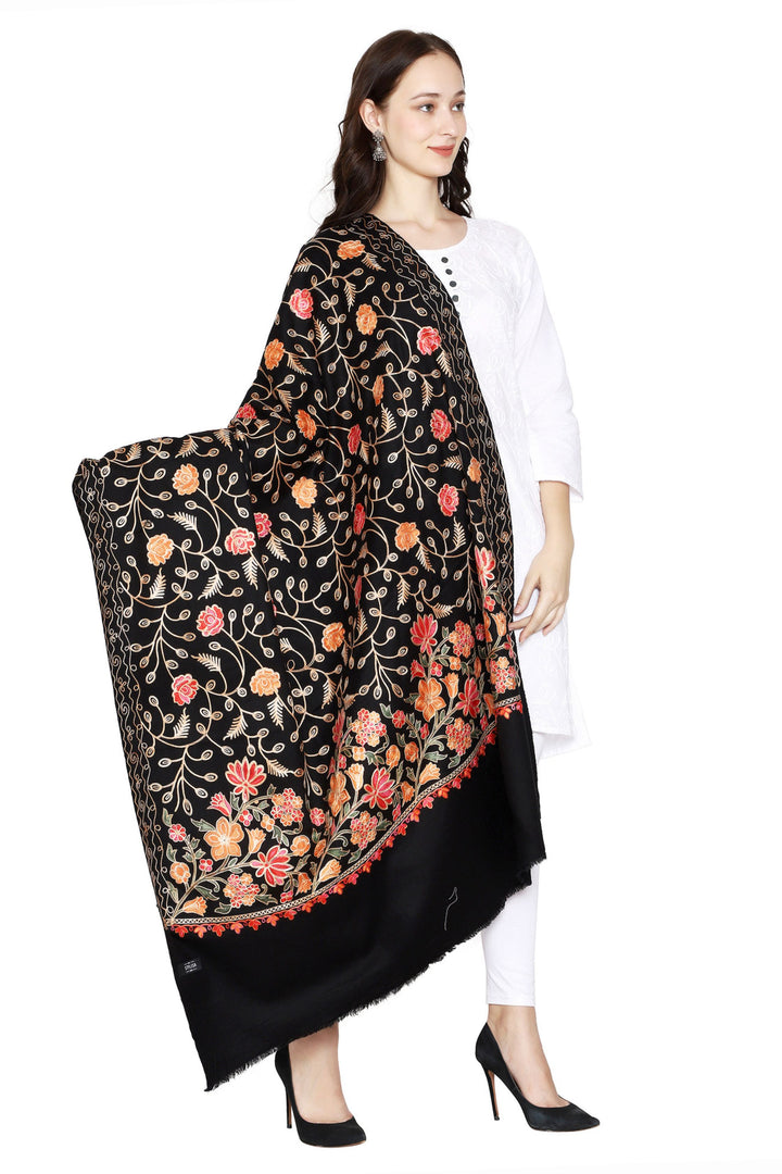 Women's Aari Embroidered Wool Shawl