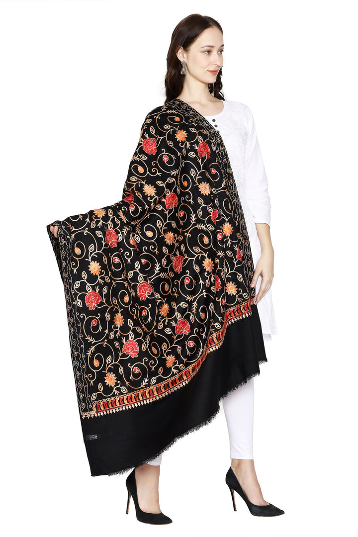 Women's Aari Embroidered Wool Shawl