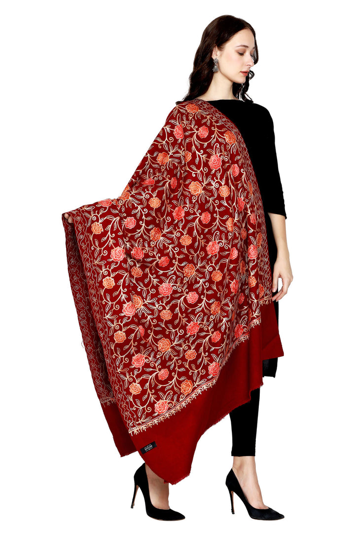 Women's Aari Embroidered Wool Shawl