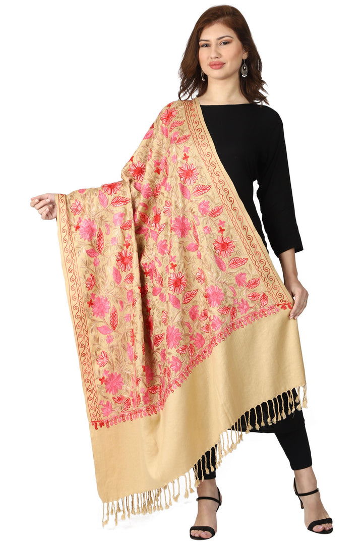 Women's Aari Embroidered Wool Shawl
