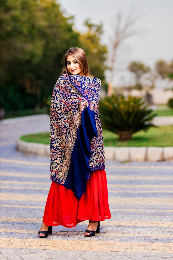 Women's Aari Embroidered Wool Shawl