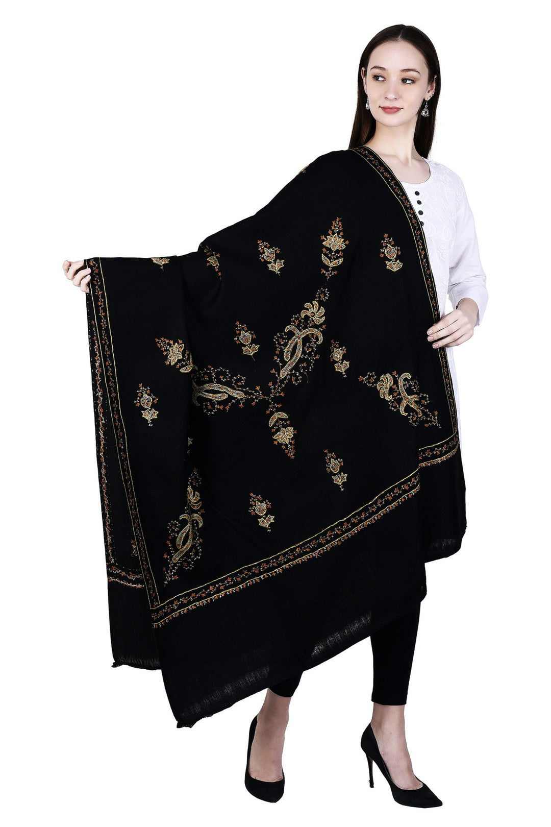 Women's Hand Embroidered Wool Shawl