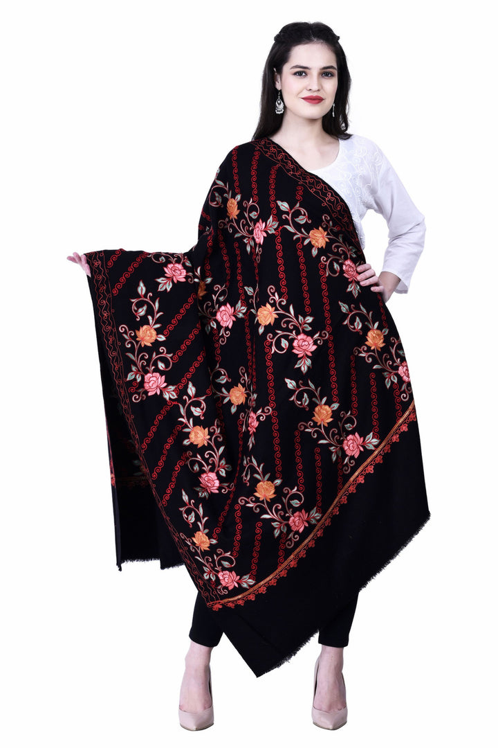 Women's Aari Embroidered Wool Shawl