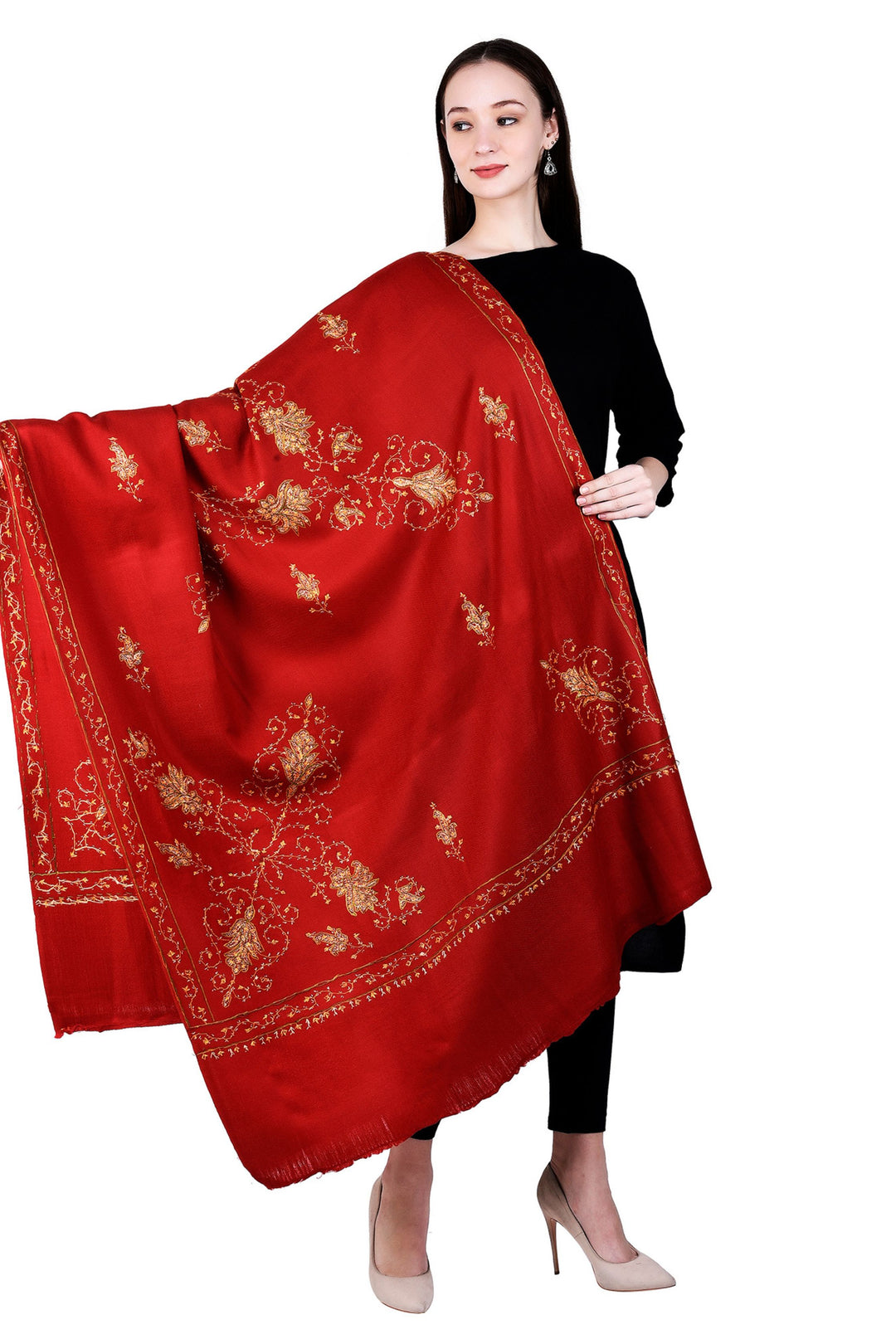 Women's Hand Embroidered Wool Shawl