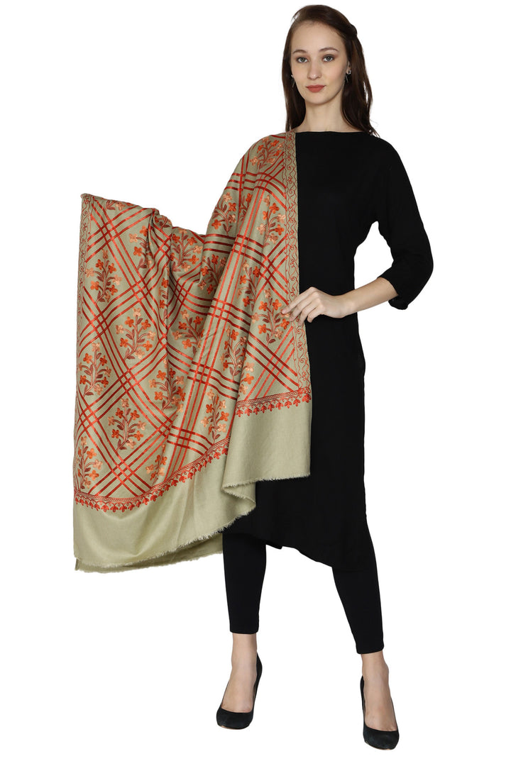 Women's Aari Embroidered Wool Shawl