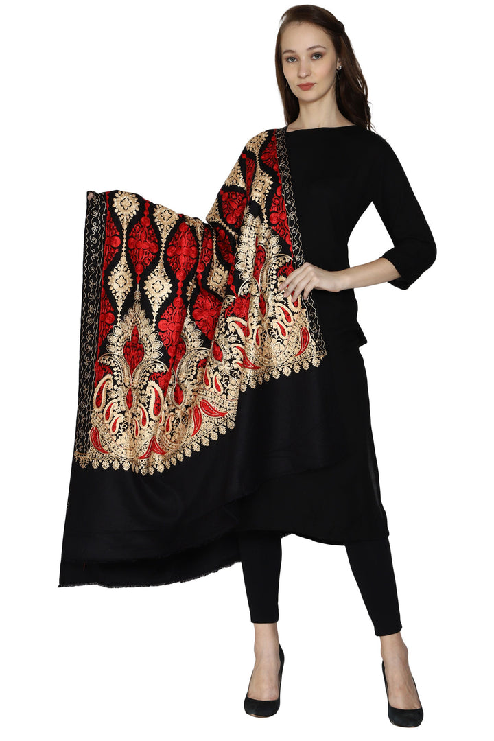 Women's Aari Embroidered Wool Shawl
