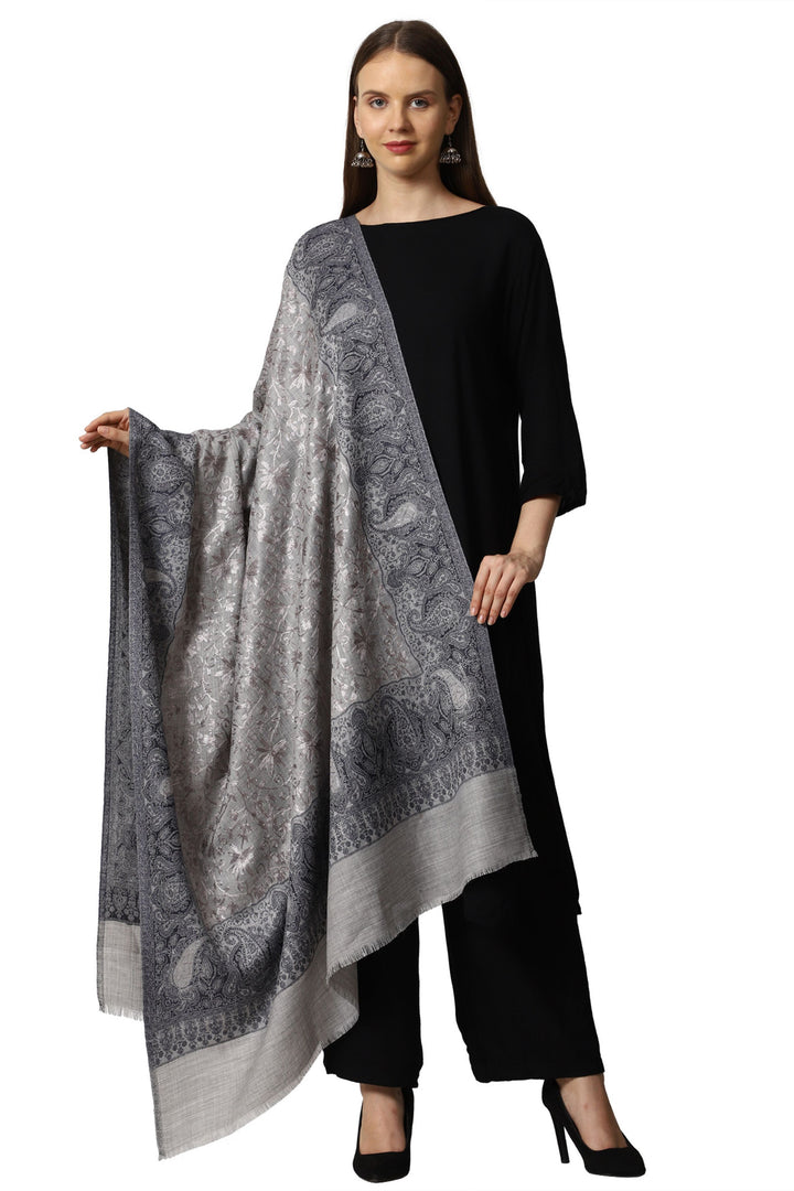 Women's Jamawar Aari Embroidered Wool Shawl