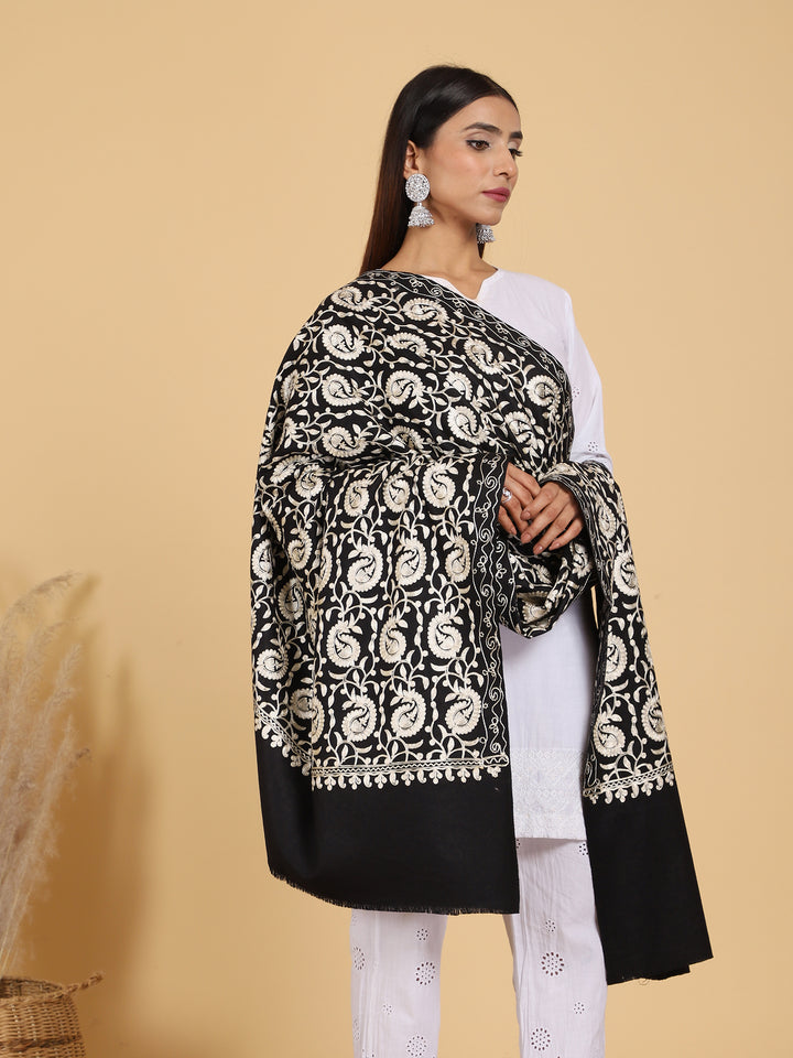Women's Aari Embroidered Wool Shawl
