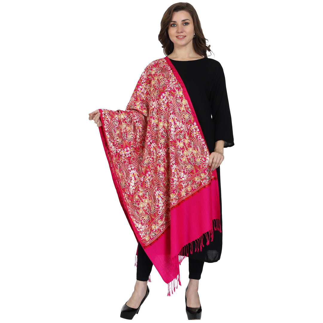 Women's Aari Embroidered Wool Stole