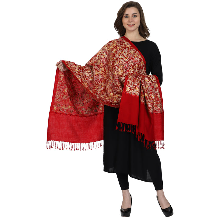 Women's Aari Embroidered Wool Stole